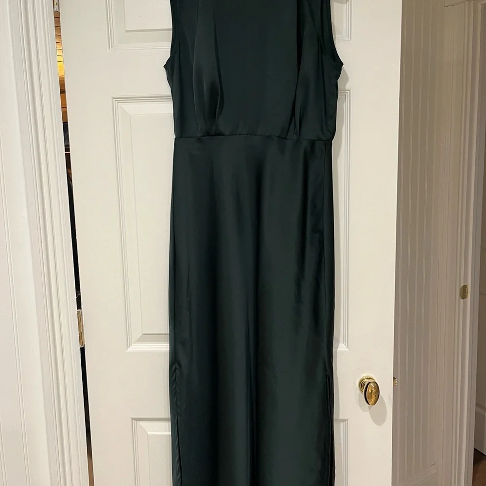 Lulu's Emerald Green Chiffon Sleeveless Mock NeckMaxi Dress - Picture 5 of 10